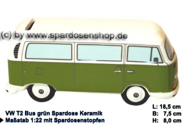 Spardose Auto VW T2 Bus grün Bulli C Spardose Auto VW T2 Bus grün Bulli C