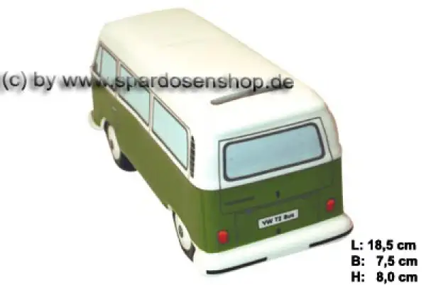 Spardose Auto VW T2 Bus grün Bulli D Spardose Auto VW T2 Bus grün Bulli D