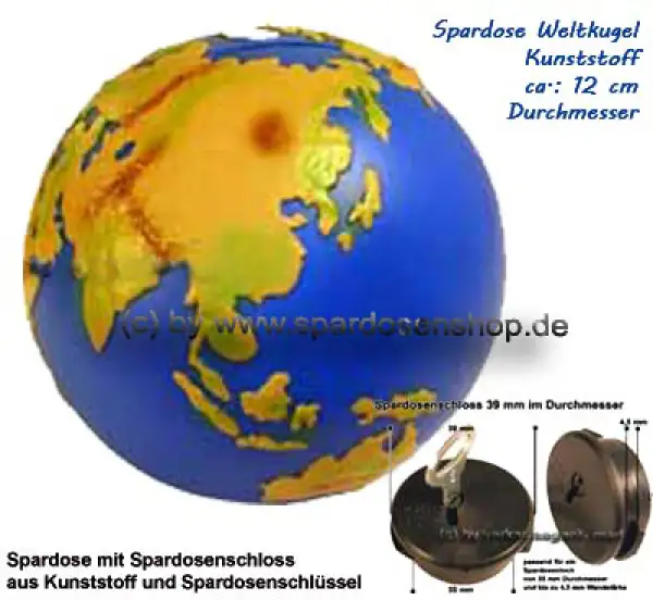 Spardose Weltkugel aus Kunststoff B Spardose Weltkugel aus Kunststoff B