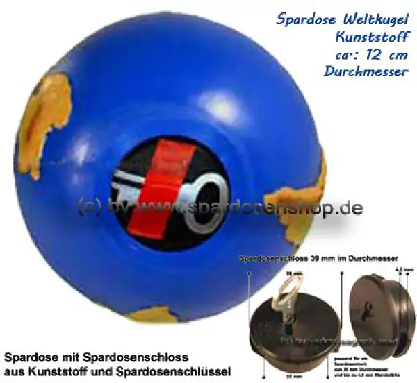 Spardose Weltkugel aus Kunststoff C Spardose Weltkugel aus Kunststoff C