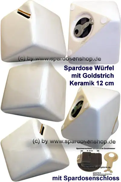 Spardose Würfel mit Goldstrich F