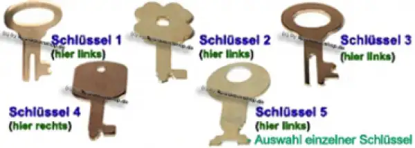 Auswahl einzelner Metall- Spardosenschlüssel Auswahl einzelner Metall- Spardosenschlüssel