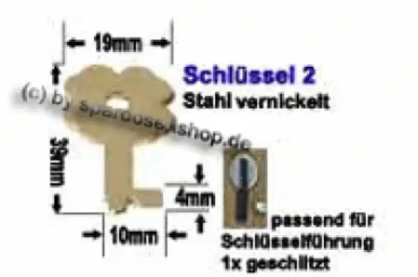 Spardosenschlüssel Nr. 2 im Spardosenschlüssel Set Spardosenschlüssel Nr. 2 im Spardosenschlüssel Set