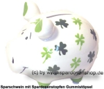 Sparschwein Kleinsparschwein Kleeblatt weiß Keramik A