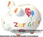 Sparschwein Kleinsparschwein 3D Zur Geburt weiß Keramik A