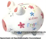 Sparschwein Kleinsparschwein Kleiner Engel weiß Keramik A
